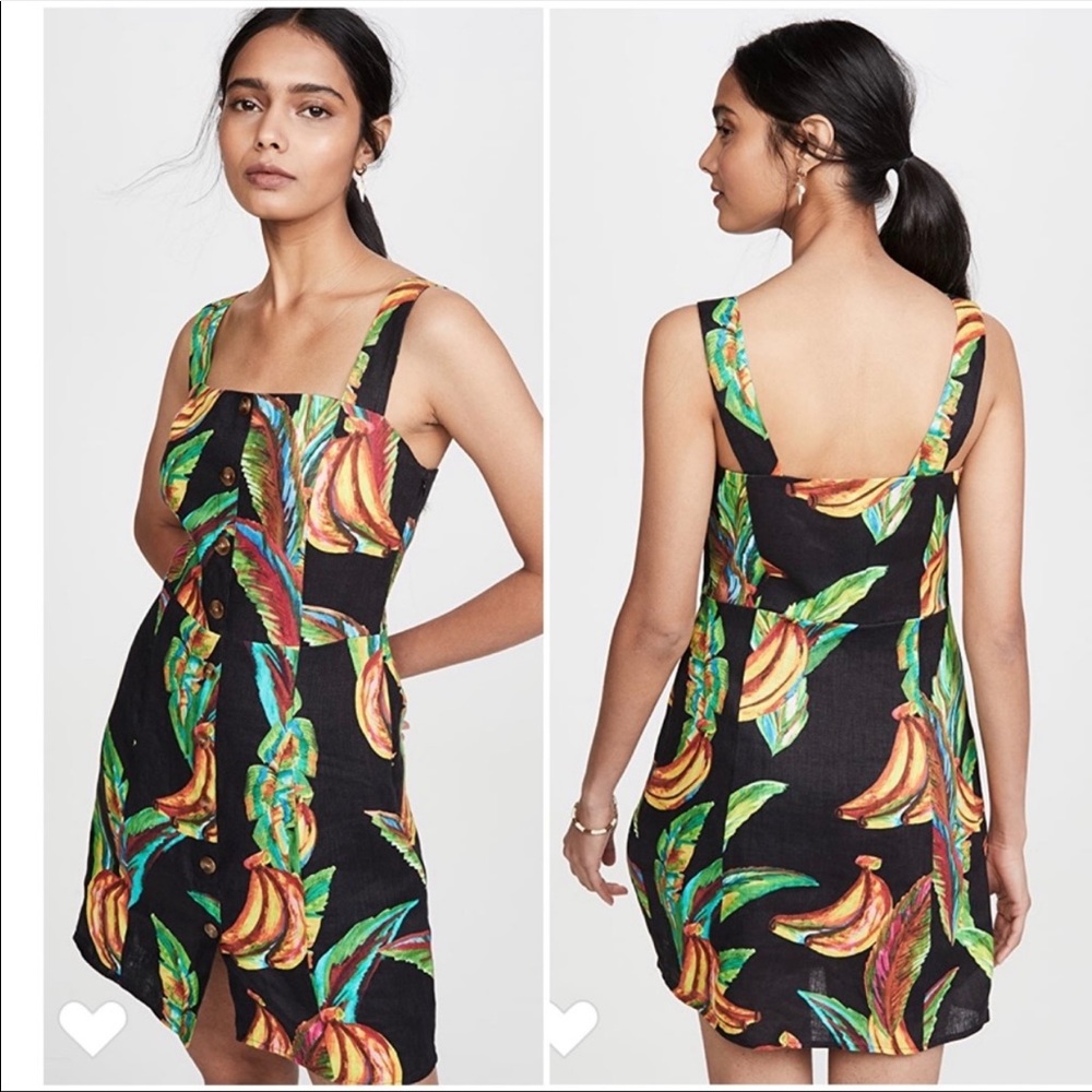 New Farm Rio Preta Banana Linen Mini Dress Black